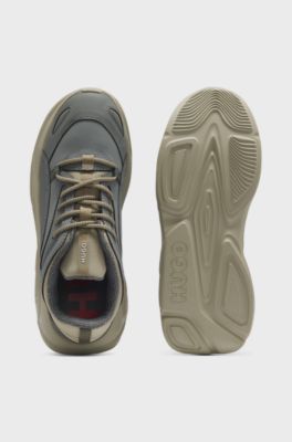 Mixed-material trainers with decorative reflective details, Dark Grey