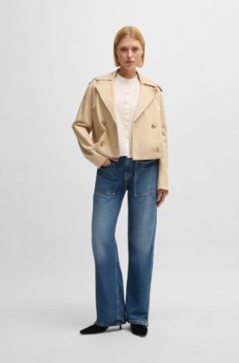 Wide-leg jeans in blue fluid denim, Dark Blue