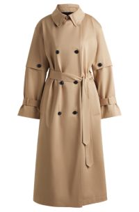 Trench croisé en coton, Beige clair