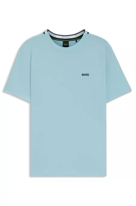 Cotton-piqué T-shirt with jacquard-woven back collar