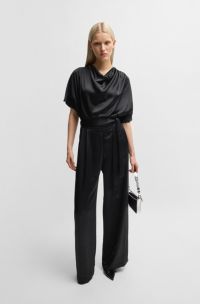 Combinaison Regular en satin fluide à encolure bénitier, Noir