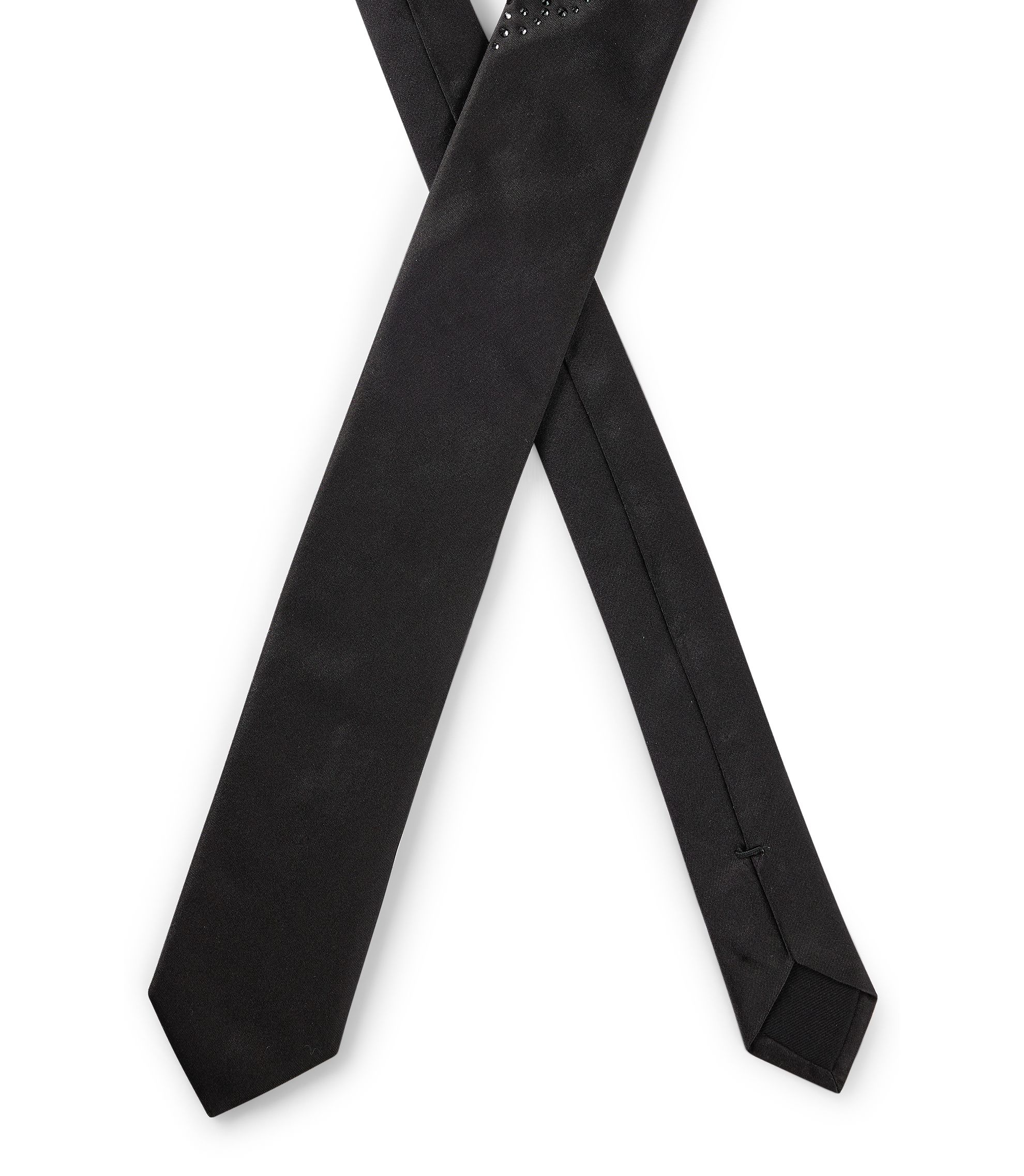 BOSS - Silk-jacquard tie with rhinestone stripe - Black BOSS - Silk-jacquard tie with rhinestone stripe - Black
