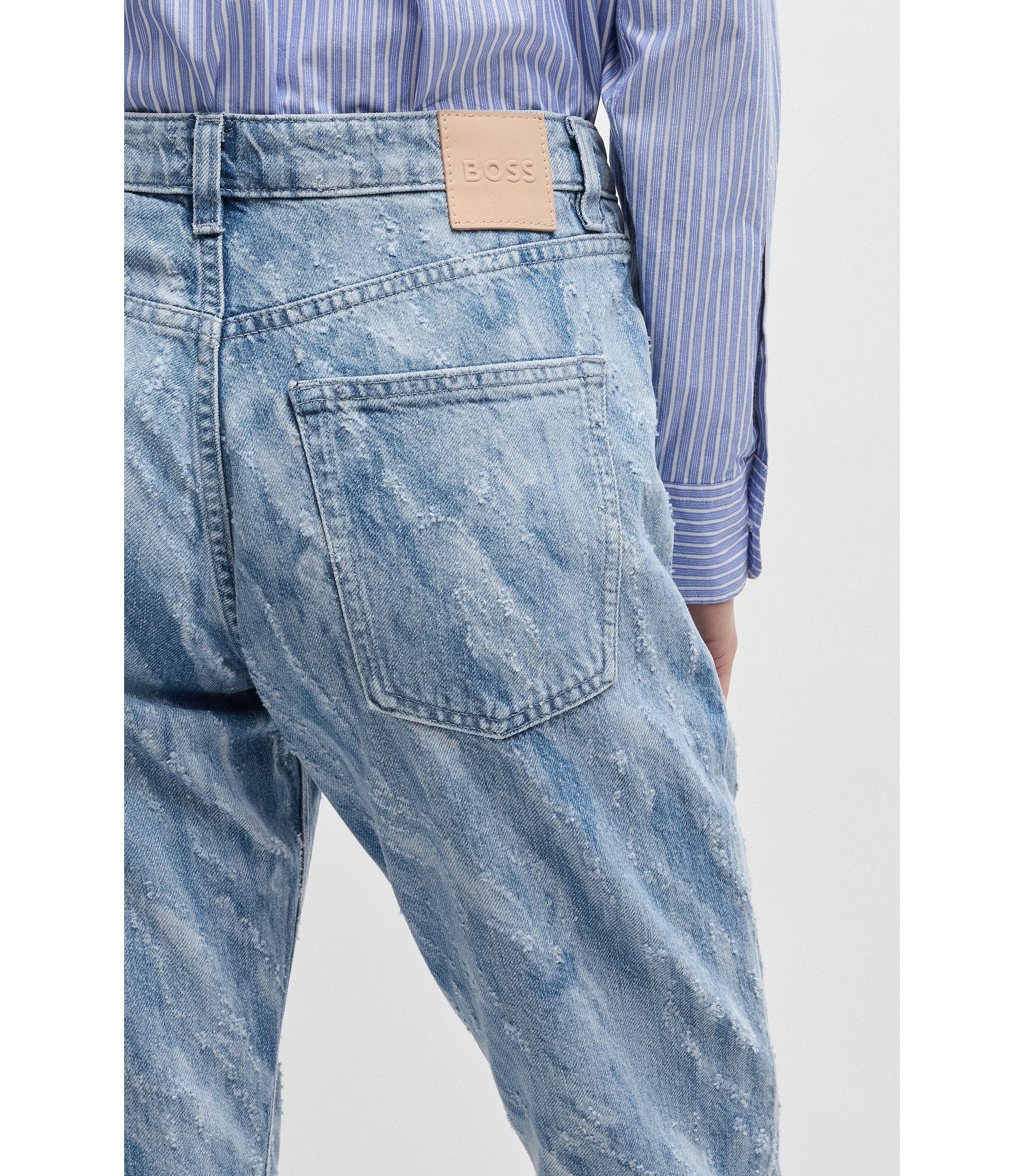 BOSS - スリムフィットジーンズ レーザーパターン ブルーデニム BOSS - スリムフィットジーンズ レーザーパターン ブルーデニム