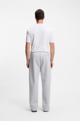 Tracksuit bottoms in a drop-needle cotton blend, Light Grey