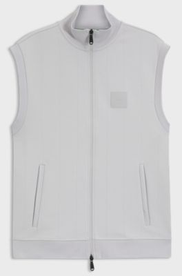 Sleeveless zip-up sweatshirt in a cotton blend, Light Grey