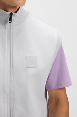 Sleeveless zip-up sweatshirt in a cotton blend, Light Grey