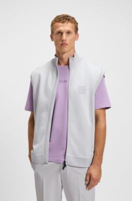 Sleeveless zip-up sweatshirt in a cotton blend, Light Grey