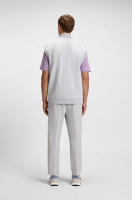 Sleeveless zip-up sweatshirt in a cotton blend, Light Grey