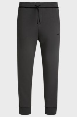 Cotton-blend tracksuit bottoms with tape and logo, Dark Grey