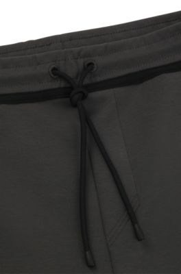 Cotton-blend tracksuit bottoms with tape and logo, Dark Grey