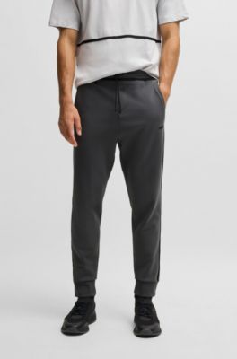Cotton-blend tracksuit bottoms with tape and logo, Dark Grey