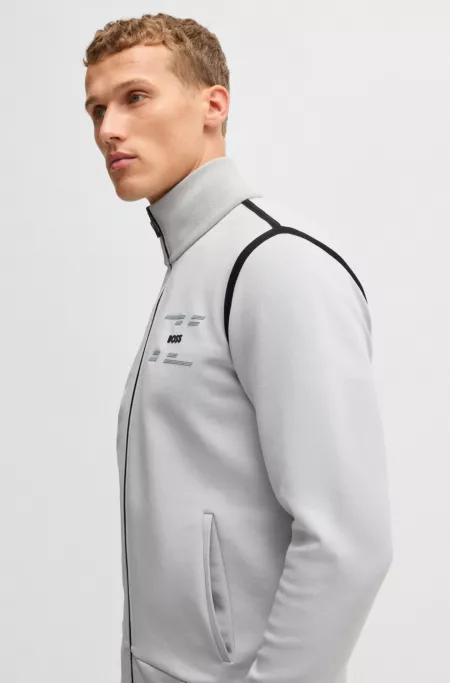 Cotton-blend zip-up sweatshirt with logo artwork