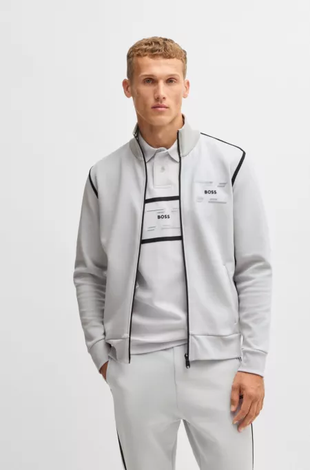 Cotton-blend zip-up sweatshirt with logo artwork