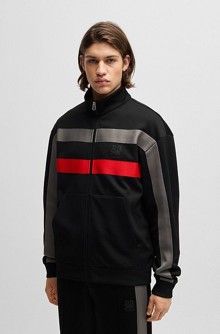 HUGO x RB zip-up sweatshirt with signature bull motif, Black