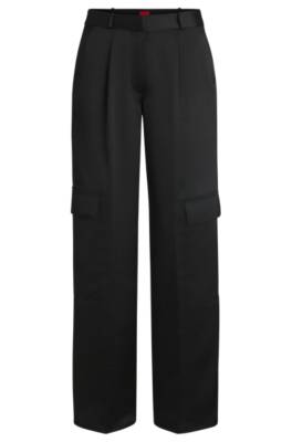 HUGO RELAXED-FIT CARGO TROUSERS IN SATIN 