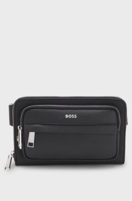 Crossbody bag with foil-print logo, Black