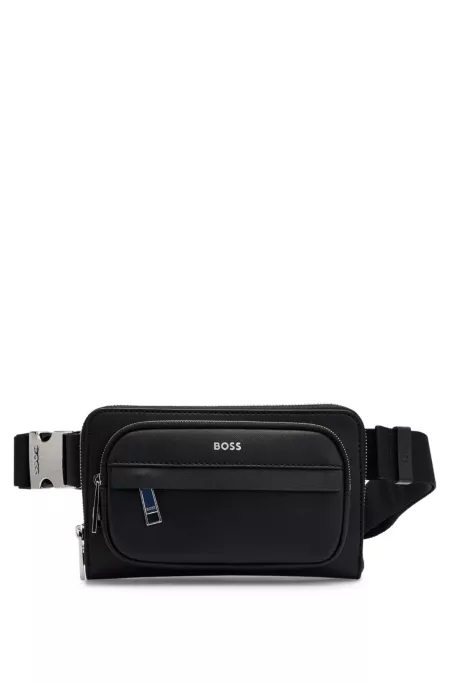 Structured crossbody bag with branded trims