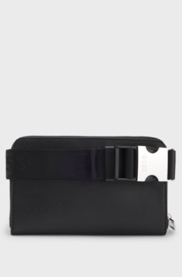 Borsa a tracolla con logo stampato in lamina, Nero