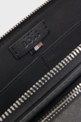 Borsa a tracolla con logo stampato in lamina, Nero