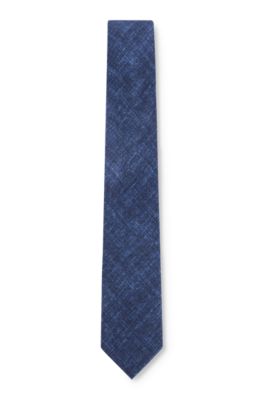 BOSS - Cotton tie with an all-over denim effect