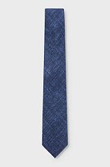 Cotton tie with an all-over denim effect, Dark Blue