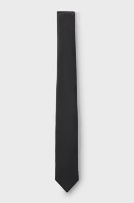 Silk-blend tie with a plain weave, Black