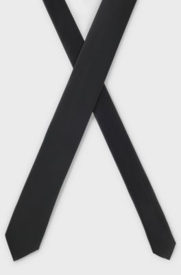Silk-blend tie with a plain weave, Black