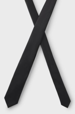 Silk-blend tie with a plain weave, Black