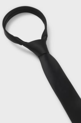 Silk-blend tie with a plain weave, Black