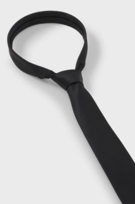 Silk-blend tie with a plain weave, Black