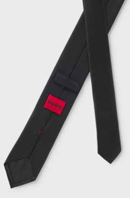 Silk-blend tie with a plain weave, Black