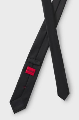 Silk-blend tie with a plain weave, Black
