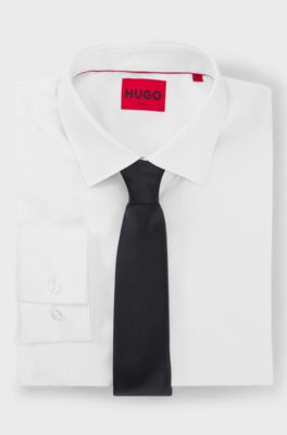 Silk-blend tie with a plain weave, Black