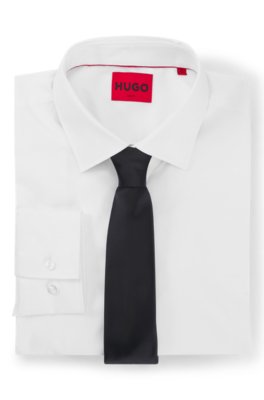 Hugo Silk-blend tie with a plain weave slipsar herr – bild 2