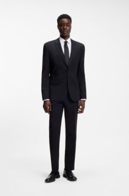 Silk-blend tie with a plain weave, Black