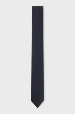 Silk-blend tie with a plain weave, Dark Blue