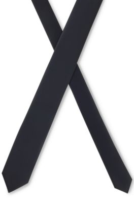 Silk-blend tie with a plain weave, Dark Blue