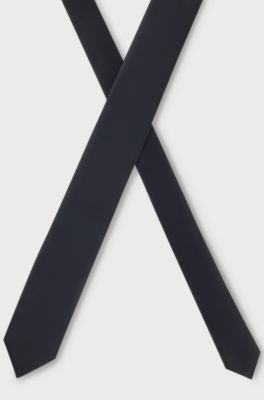 Silk-blend tie with a plain weave, Dark Blue