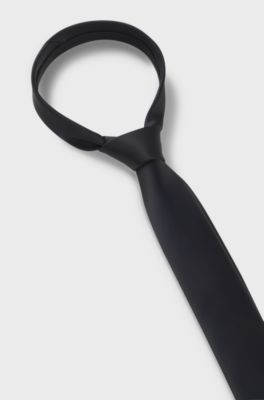 Silk-blend tie with a plain weave, Dark Blue