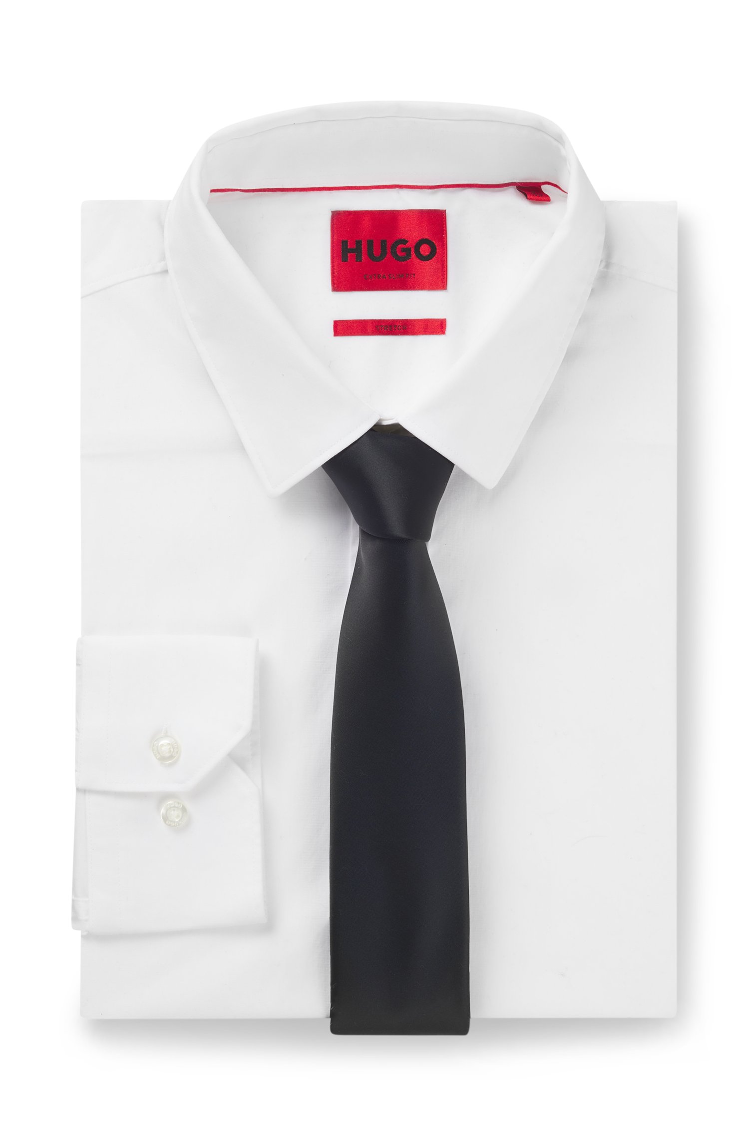 Hugo Silk-blend tie with a plain weave slipsar herr – bild 2