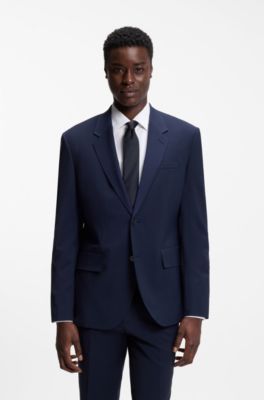 Silk-blend tie with a plain weave, Dark Blue