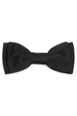 Pre-tied bow tie in a silk blend, Black