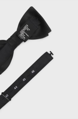 Pre-tied bow tie in a silk blend, Black
