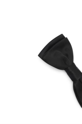 Pre-tied bow tie in a silk blend, Black