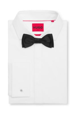 Pre-tied bow tie in a silk blend, Black