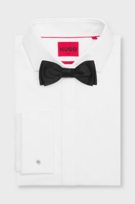 Pre-tied bow tie in a silk blend, Black