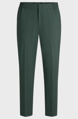 Slim-fit trousers in wool-blend poplin, Light Green