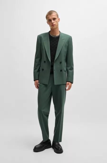 Slim-fit trousers in wool-blend poplin
