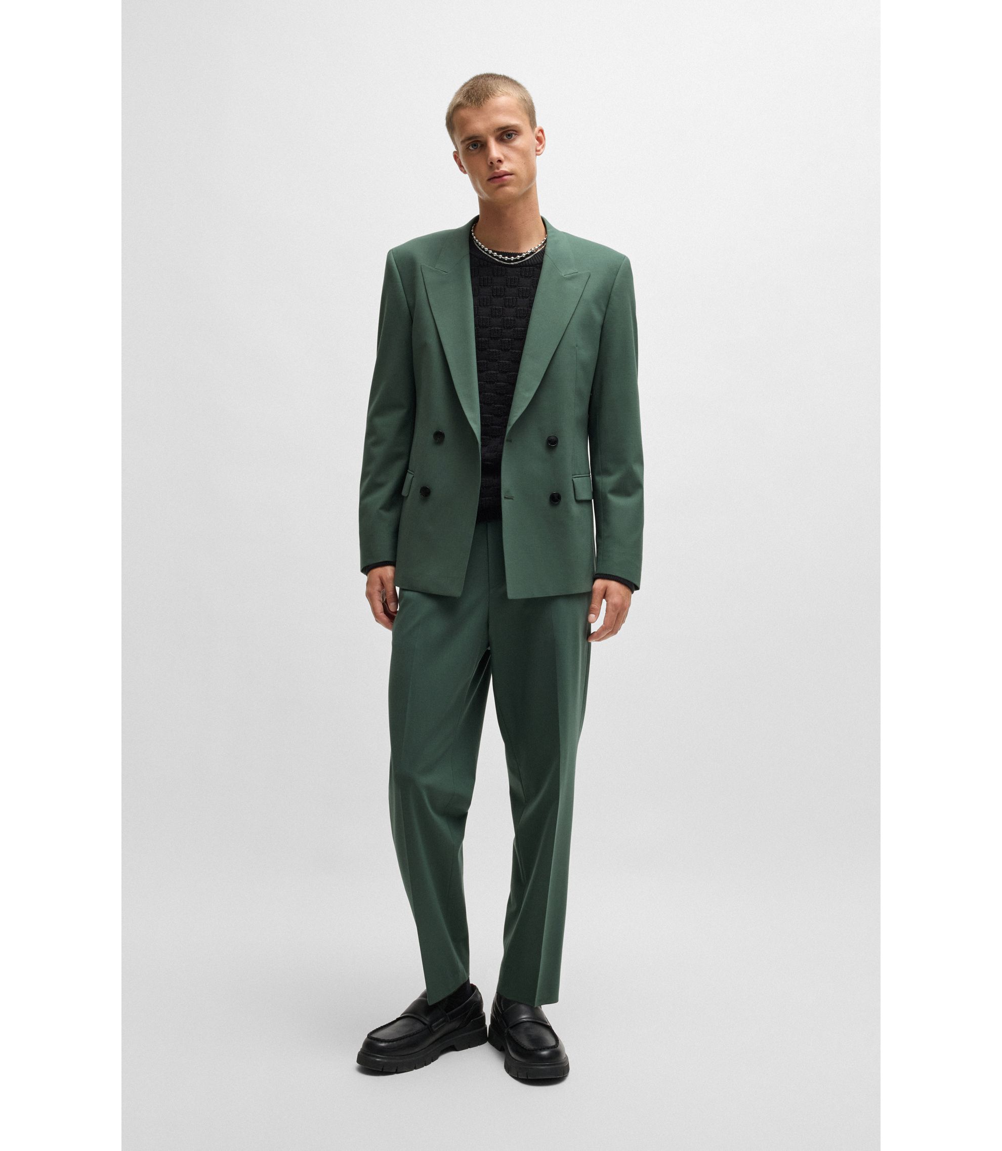 Pantalon Costume Hugo Boss Einstein Laine Noire Rayée – Taille 44 (40R) – Très Bon état