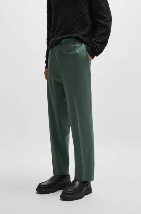 Slim-fit trousers in wool-blend poplin